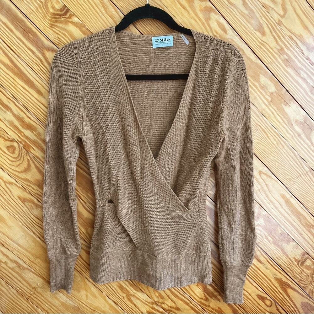 27 Miles Malibu Wrap Ribbed Knit Wool Sweater - Picture 6 of 6